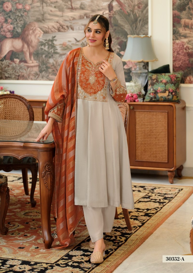 D 30352 A By Zaveri Viscose Kanjivaram Readymade Suits 